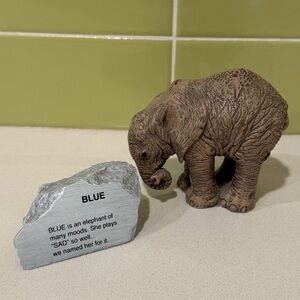 Vintage Elephant Figurine “Blue” from “The Herd” Collection with Stone